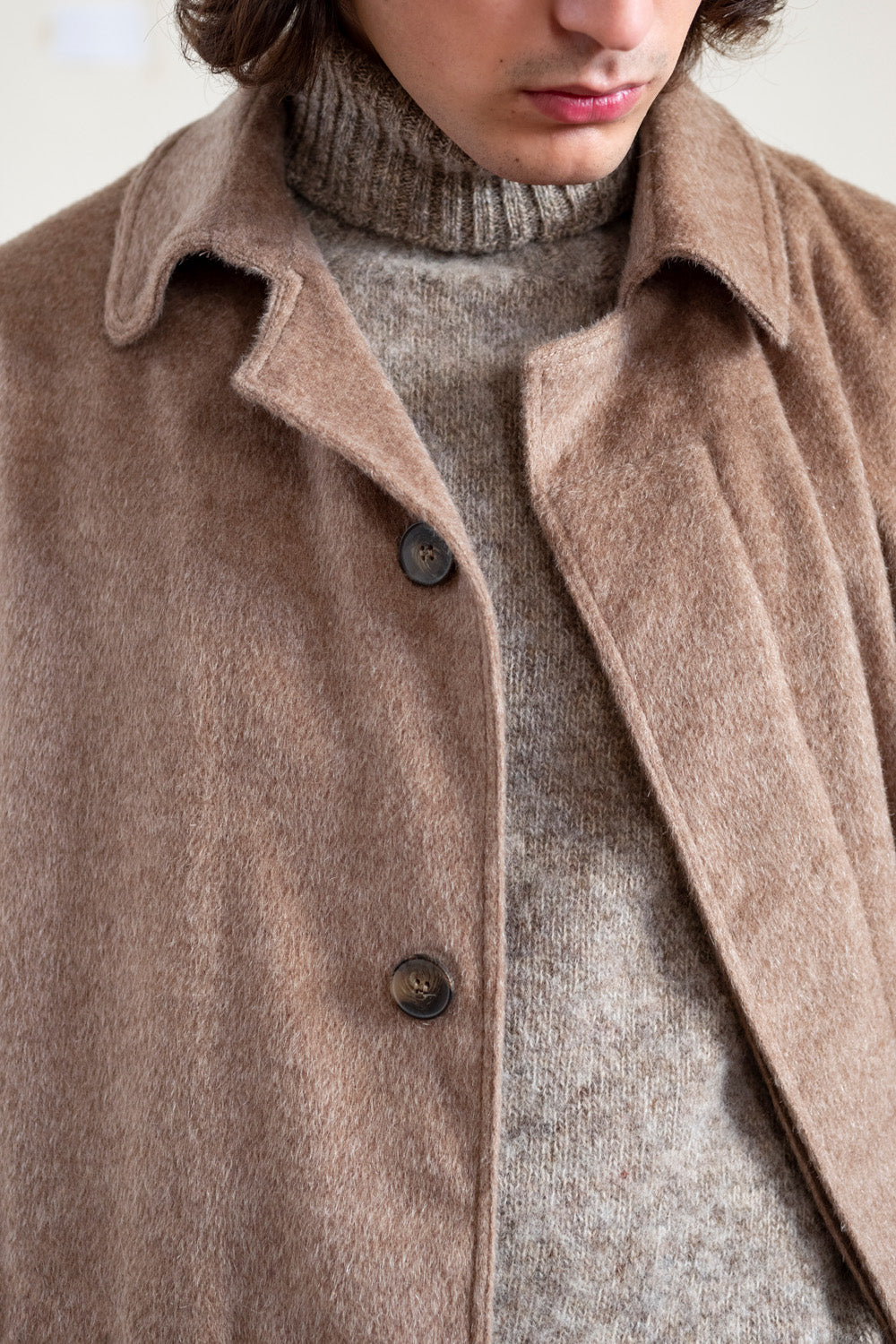 Mohair Cashmere Overcoat in Clay