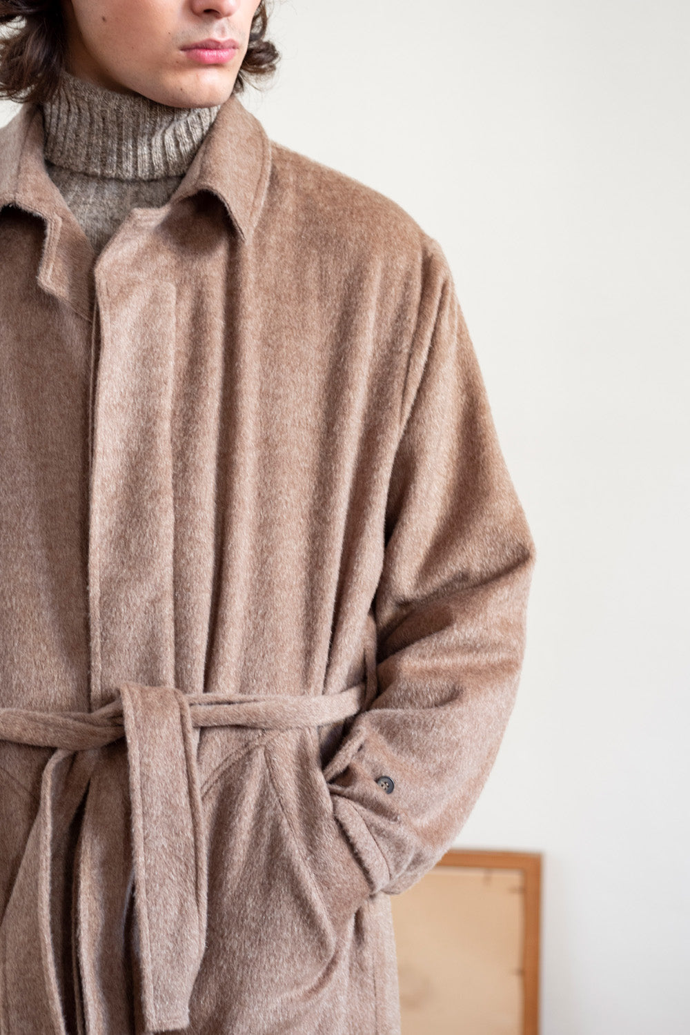 Mohair Cashmere Overcoat in Clay