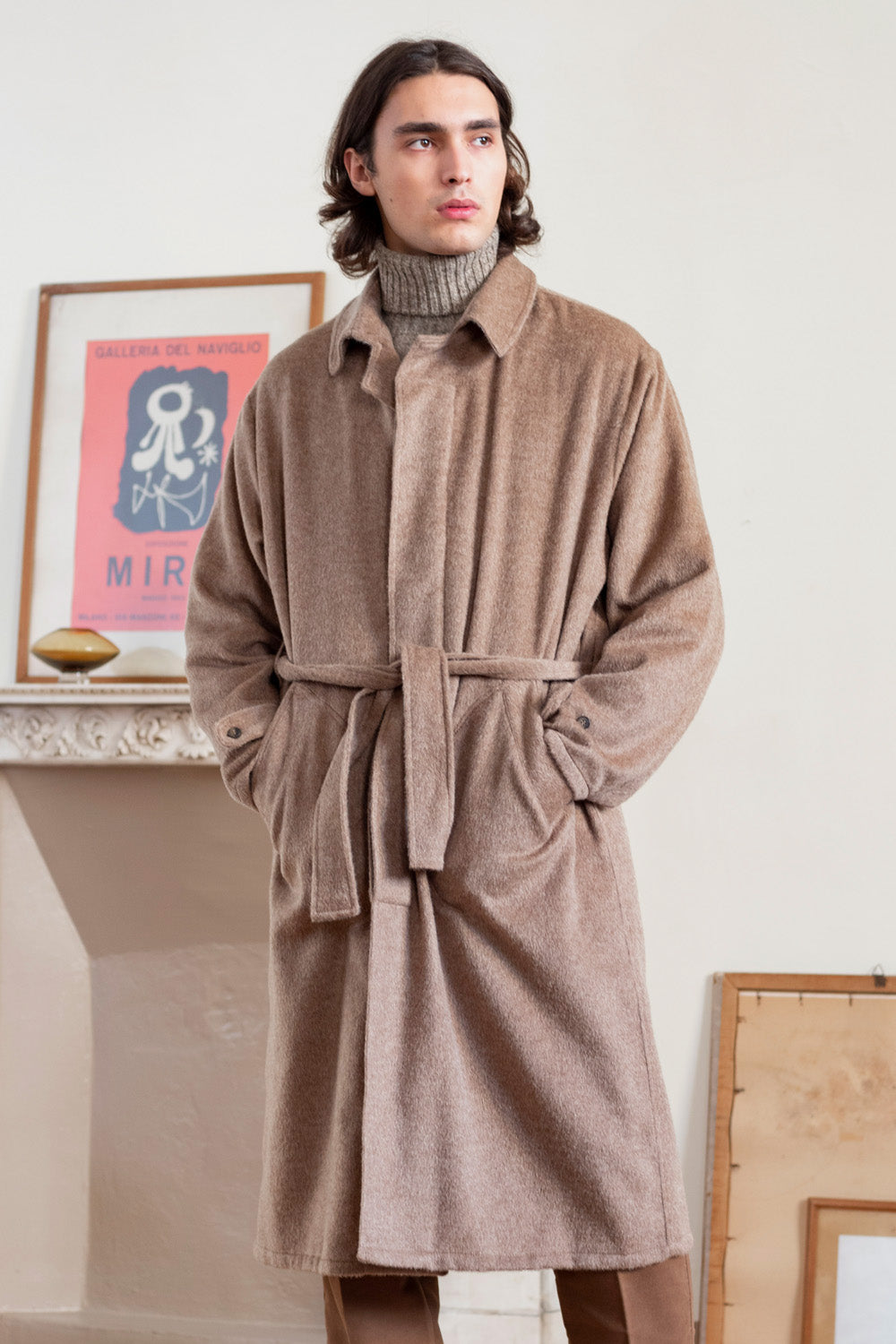 Mohair Cashmere Overcoat in Clay