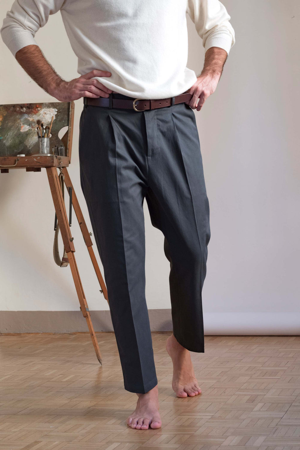 Cotton Trousers in Onyx