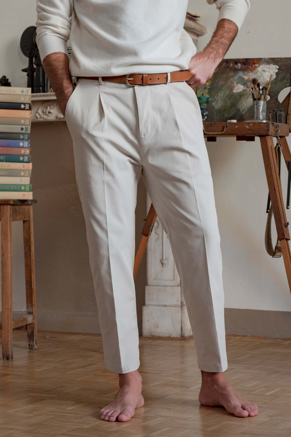 Cotton Trousers in Ecru