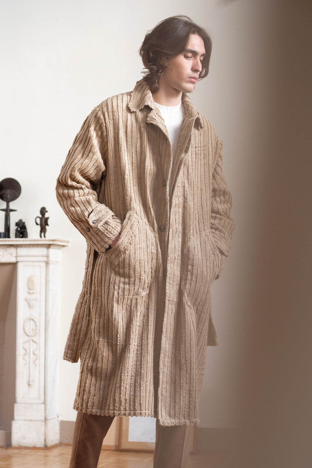 Cotton Overcoat in Hide