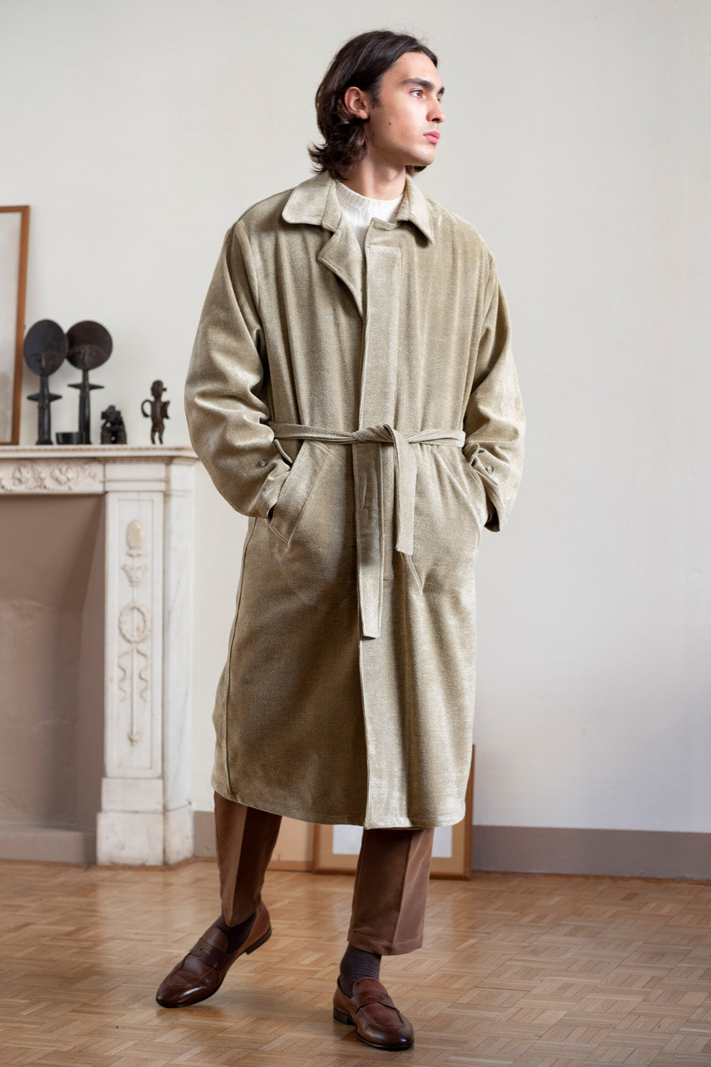 Cotton Overcoat in Mustard