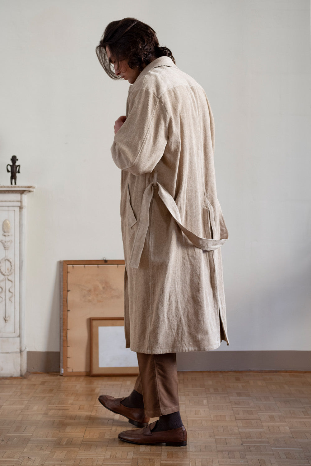 Linen Blend Overcoat in Safari