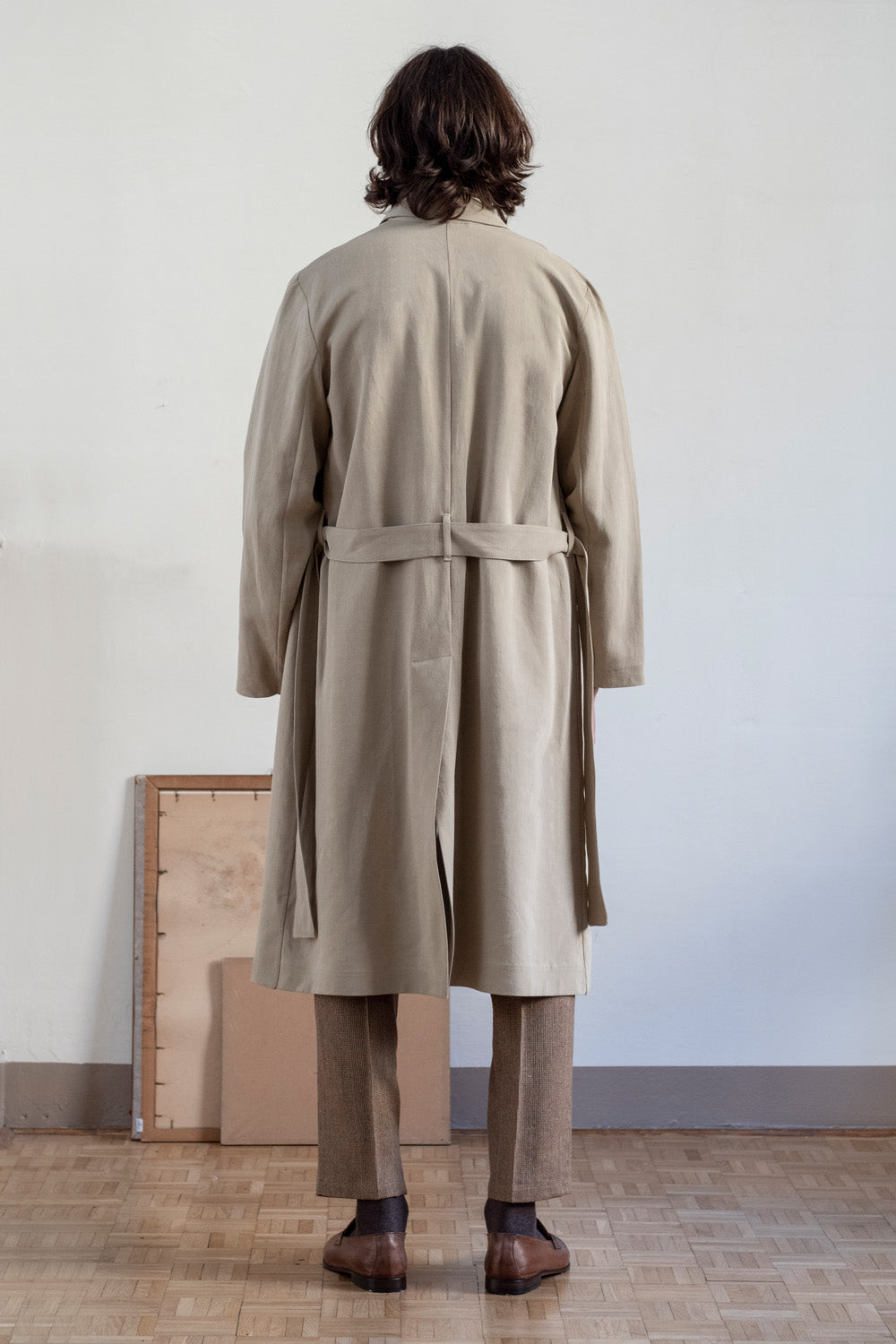 Silk Blend Trench in Parchment