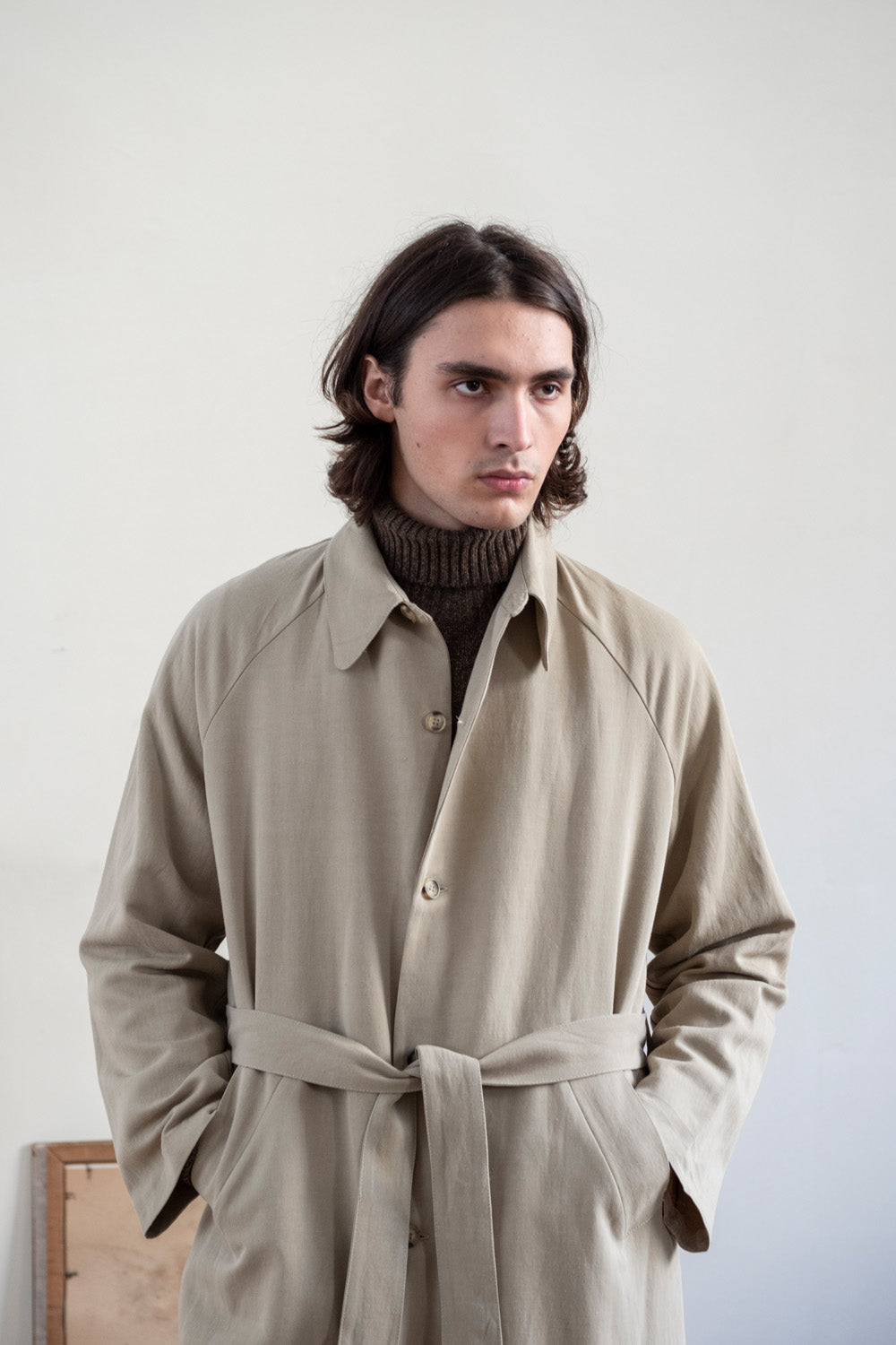 Silk Blend Trench in Parchment